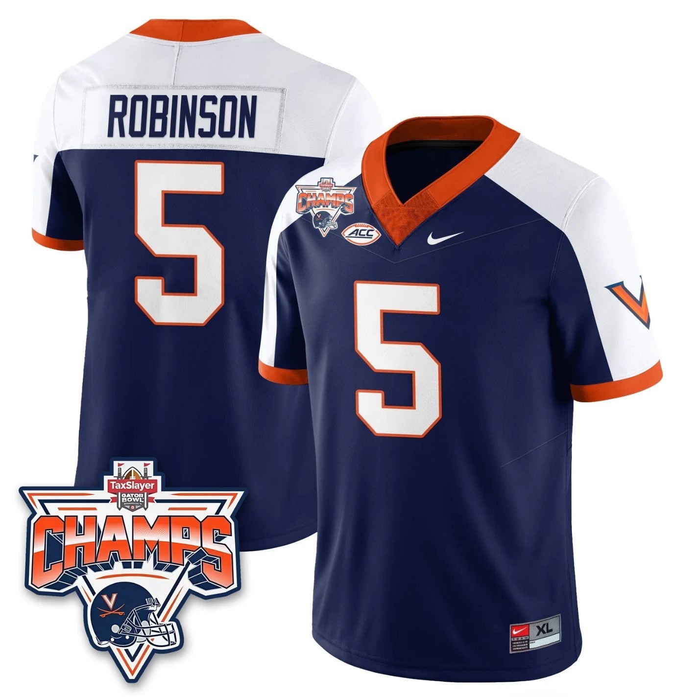 Kam Robinson Jersey #5 Virginia Cavaliers 2025 Gator Bowl Champions Stitched