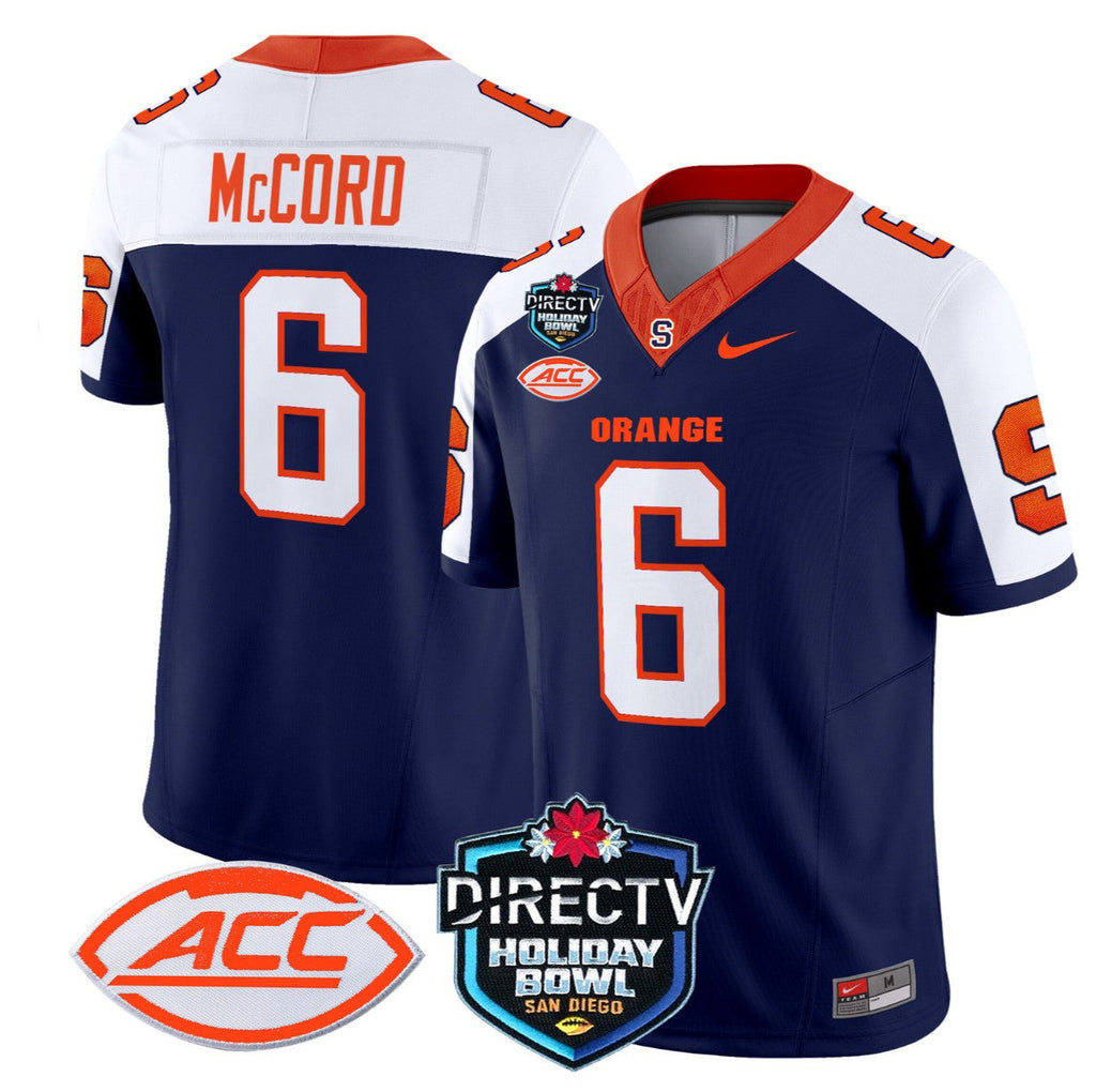 Kyle McCord Jersey #6 Syracuse Orange 2025 Holiday Bowl Patch Navy Alternate