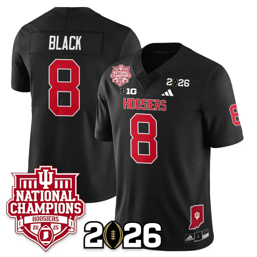 Kaelon Black Jersey #8 Indiana Hoosiers 2025 National Champions Stitched Black