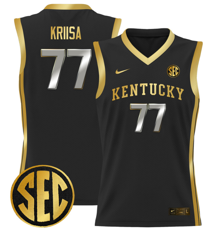 Kerr Kriisa Jersey #77 Kentucky Wildcats Lightweight Basketball Black Gold