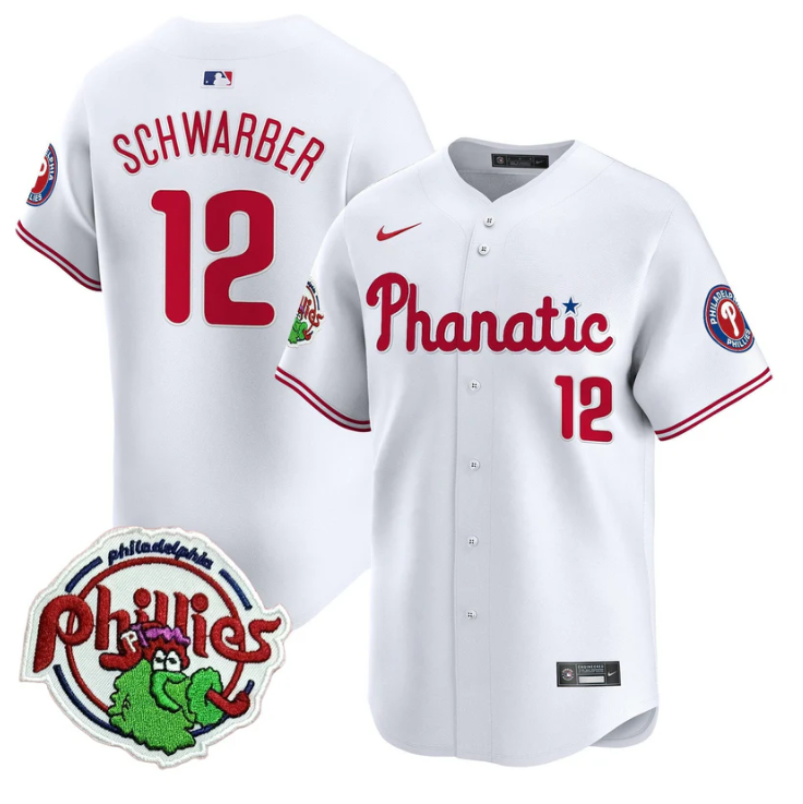 Kyle Schwarber Jersey #12 Phillies Phanatic Patch Vapor Premier Limited Stitched White