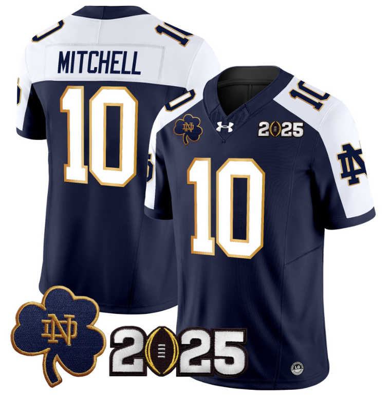 Kris Mitchell Jersey #10 Notre Dame 2025 CFP Final Patch White