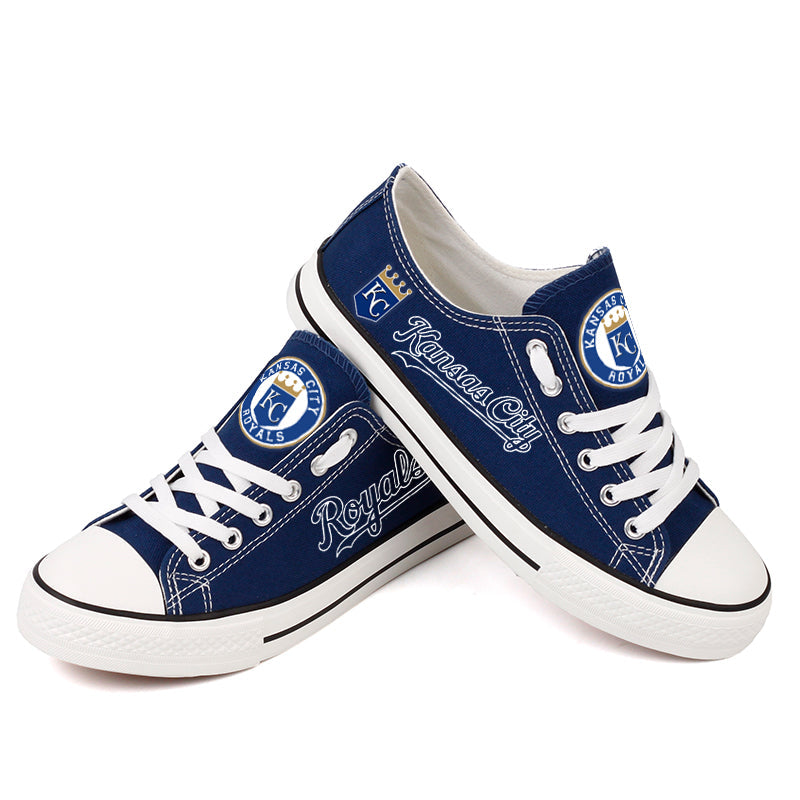 Kansas City Royals Limited Print MLB Baseball Fans Low Top Canvas Shoes Sport Sneakers T-DAC176L