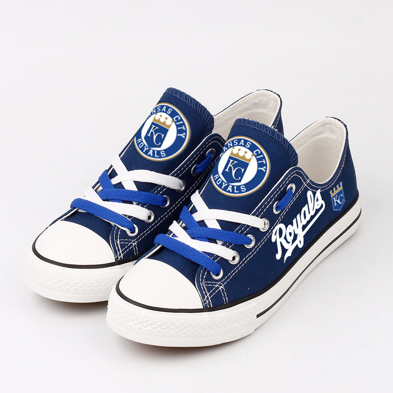 Kansas City Royals Limited Print MLB Baseball Fans Low Top Canvas Shoes Sport Sneakers T-DAC176L
