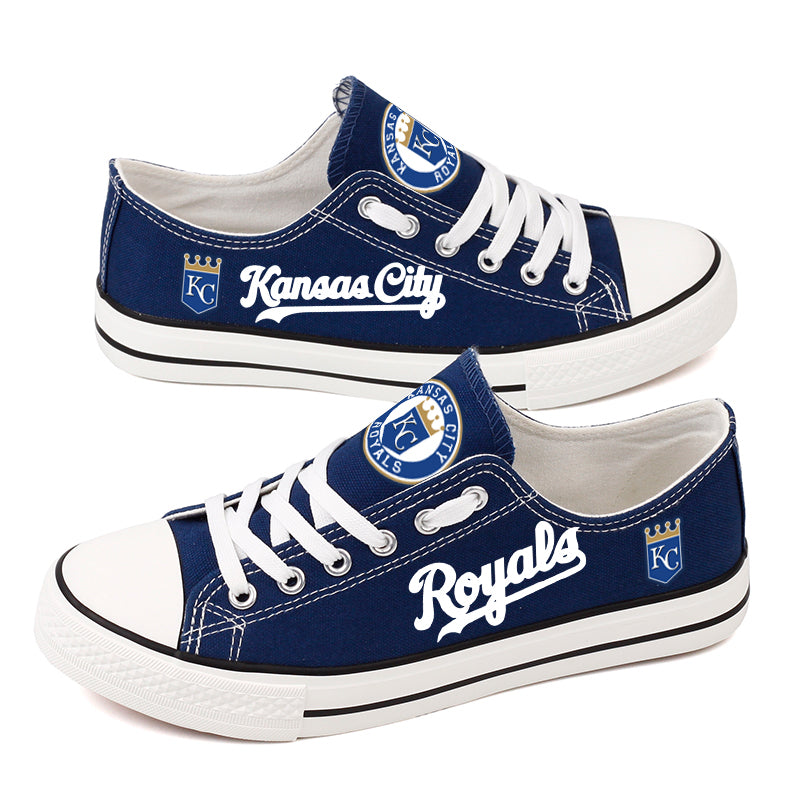 Kansas City Royals Limited Print MLB Baseball Fans Low Top Canvas Shoes Sport Sneakers T-DAC176L