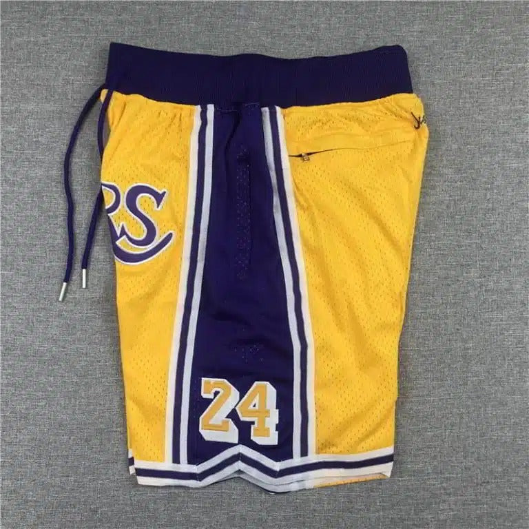 Kobe Bryant 8 24 Los Angeles Lakers Yellow Shorts - Basketball Shorts Store