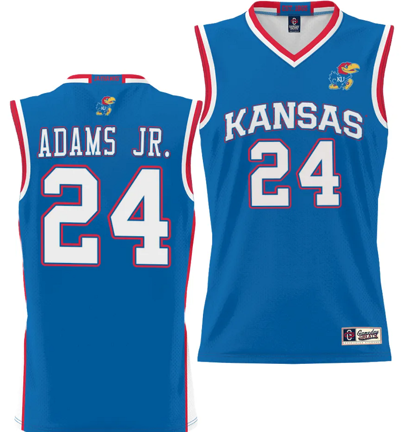 KJ Adams Jr Jersey #24 Kansas Jayhawks NIL College Basketball Lightweight Royal