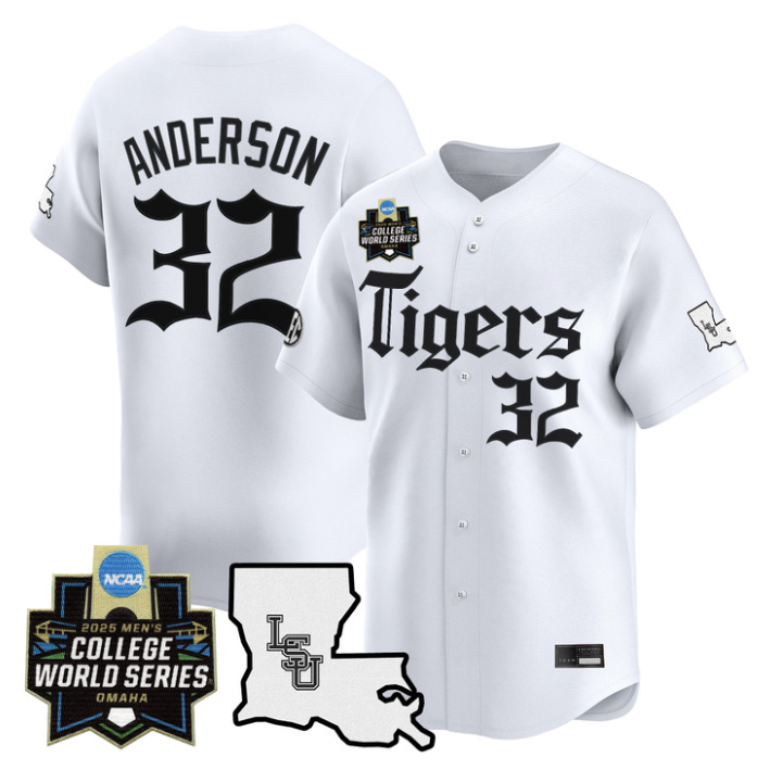 Kade Anderson Jersey #32 LSU Tigers 2025 World Series Gothic Geaux Edition White