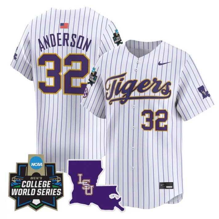 Kade Anderson Jersey #32 LSU Tigers 2025 World Series Stitched Pinstripe