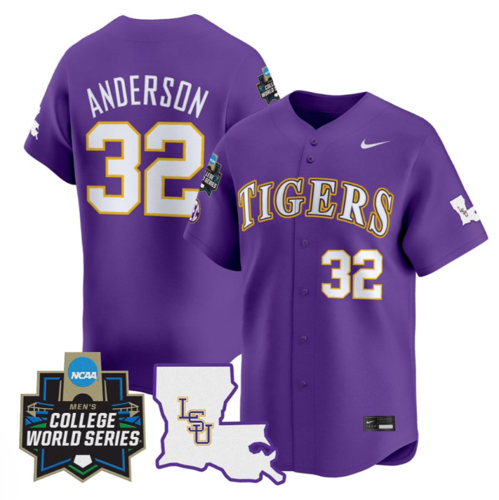Kade Anderson Jersey #32 LSU Tigers 2025 World Series Stitched Purple