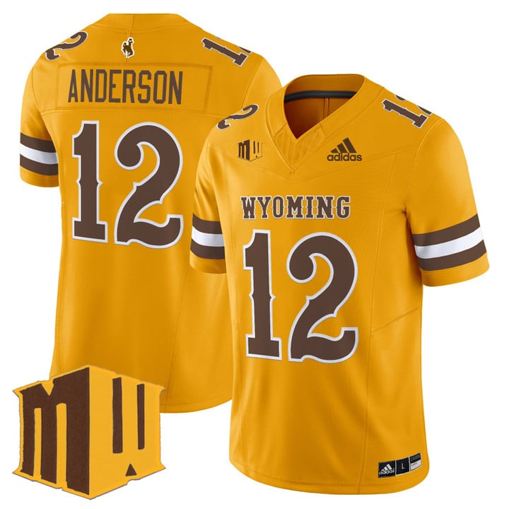 Kaden Anderson Jersey #12 Wyoming Cowboys 2025 Vapor Limited Stitched Gold