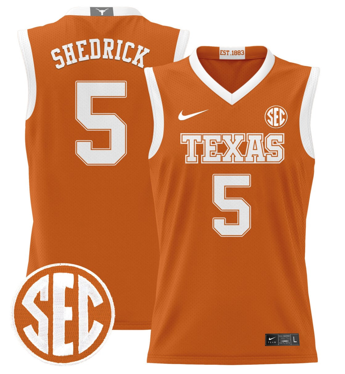 Kadin Shedrick Jersey #5 Texas Longhorns 2024 Lightweight Basketball Orange