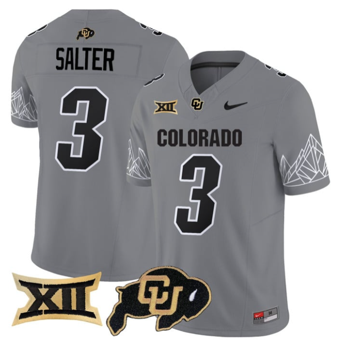 Kaidon Salter Jersey #3 Colorado Buffaloes 2025 Limited V2 Stitched Gray