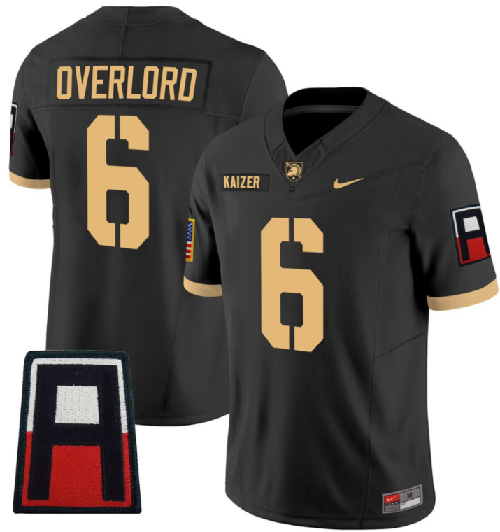 Kaizer Army West Point Football Overlord Jersey #6 All Stitched