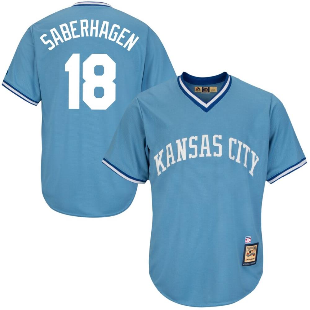 Kansas City Royals Bret Saberhagen Blue Throwback Pullover Jersey