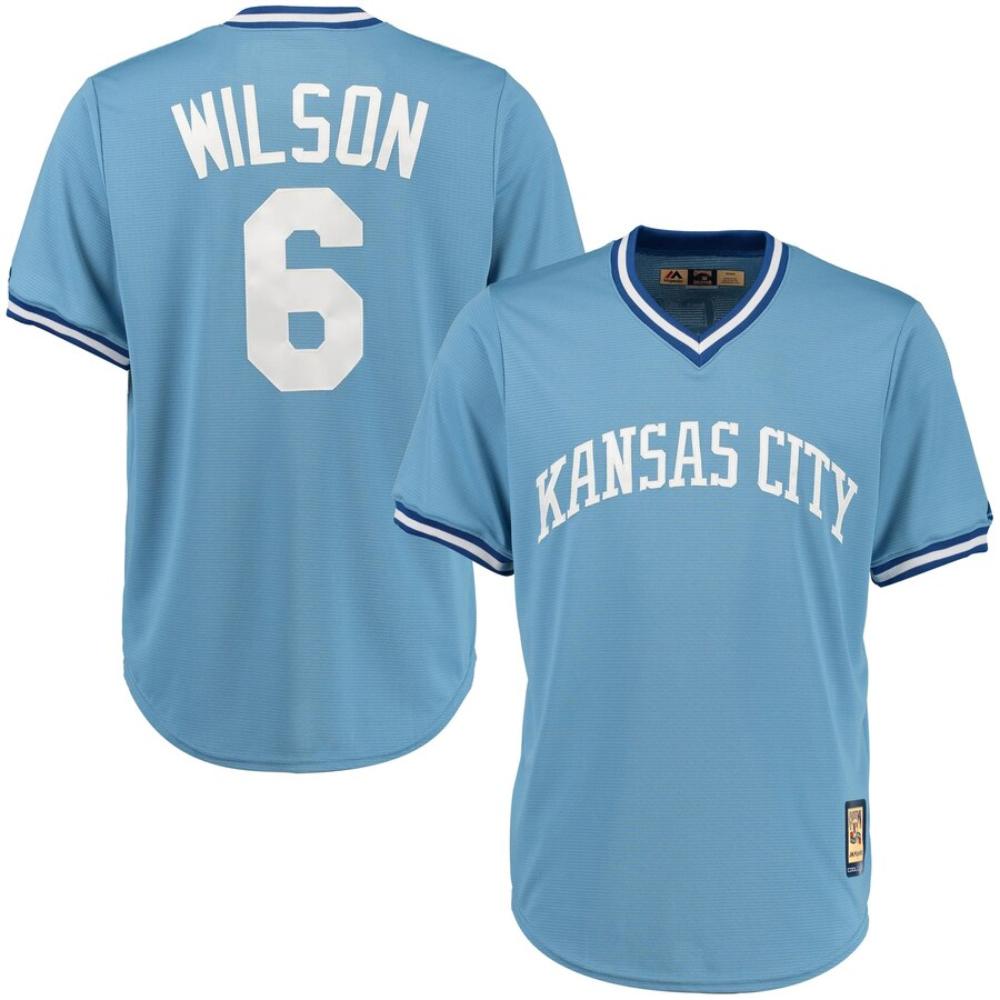 Kansas City Royals Willie Wilson Blue Throwback Pullover Jersey
