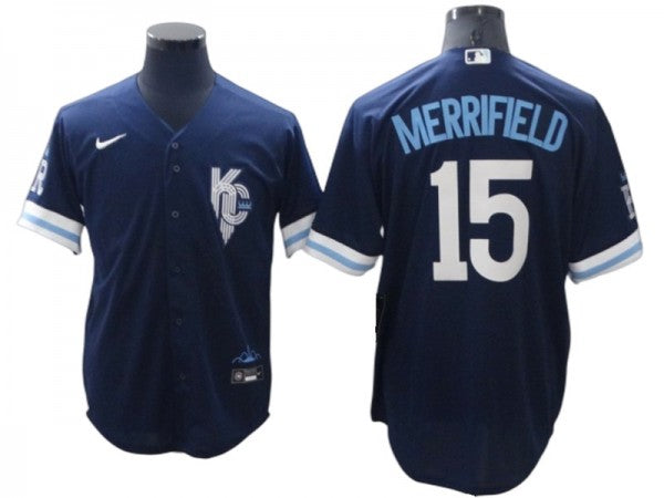 Kansas City Royals #15 Whit Merrifield Navy City Connect Jersey