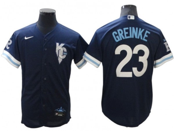 Kansas City Royals #23 Zack Greinke Navy City Connect Jersey