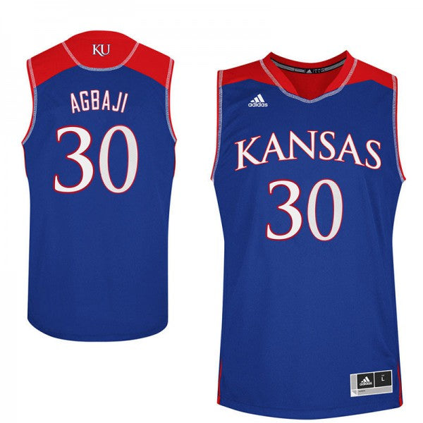 Kansas Jayhawks #30 Ochai Agbaji Jersey Blue Embroidery College Basketball Jerseys