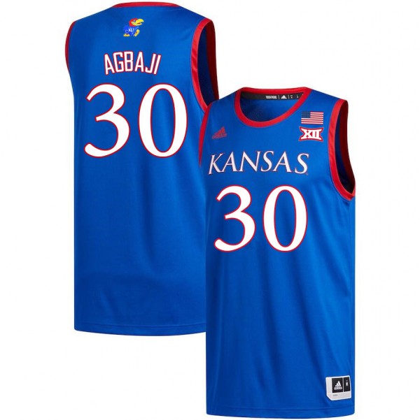 Kansas Jayhawks #30 Ochai Agbaji Jersey Royal Embroidery College Basketball Jerseys