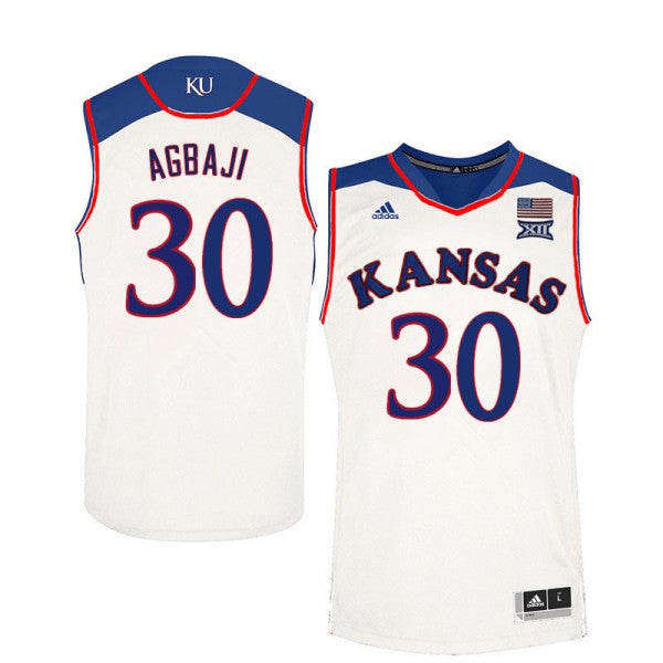 Kansas Jayhawks #30 Ochai Agbaji Jersey White College Basketball Jerseys