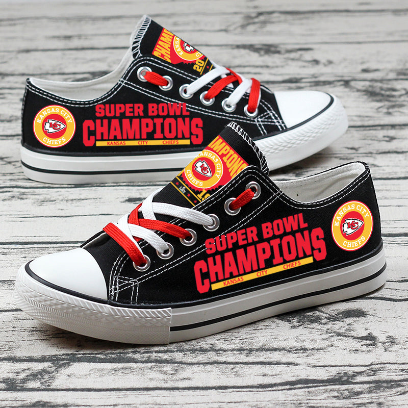 Kansas City Chiefs Low Top Canvas Sport Sneakers Shoes For Men Women Fans