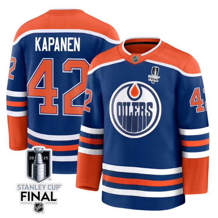 Kasperi Kapanen 42 Edmonton Oilers 2025 STANLEY CUP Final Patch Home Men Jersey Royal