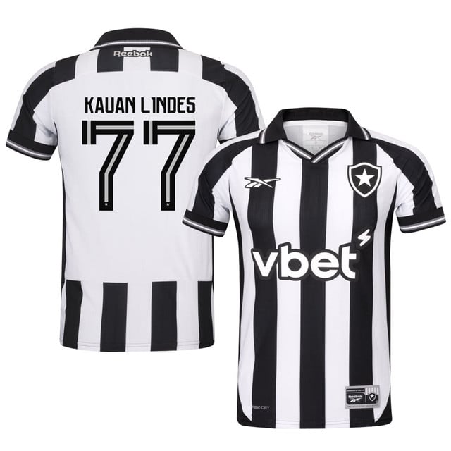 Kauan Lindes #77 Botafogo 2025-26 Home Jersey – Black White
