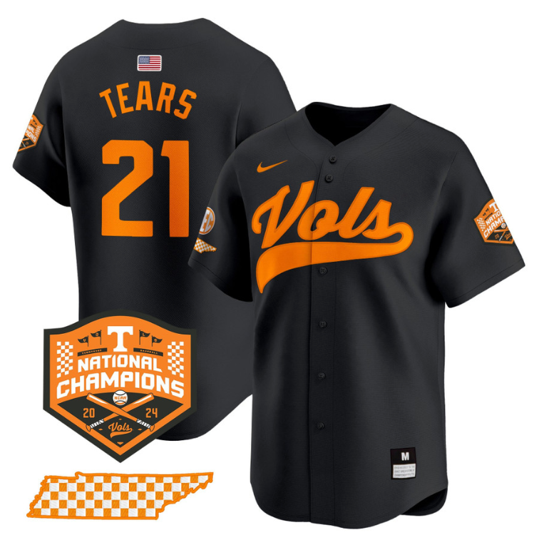Kavares Tears Jersey #21 Tennessee Vols 2024 Champions Stitched Black