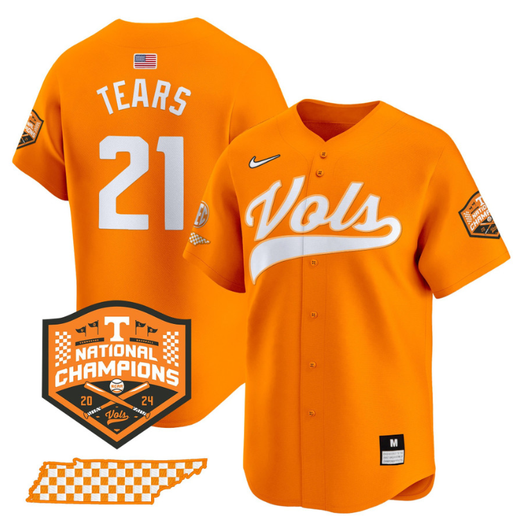 Kavares Tears Jersey #21 Tennessee Vols 2024 Champions Stitched Orange