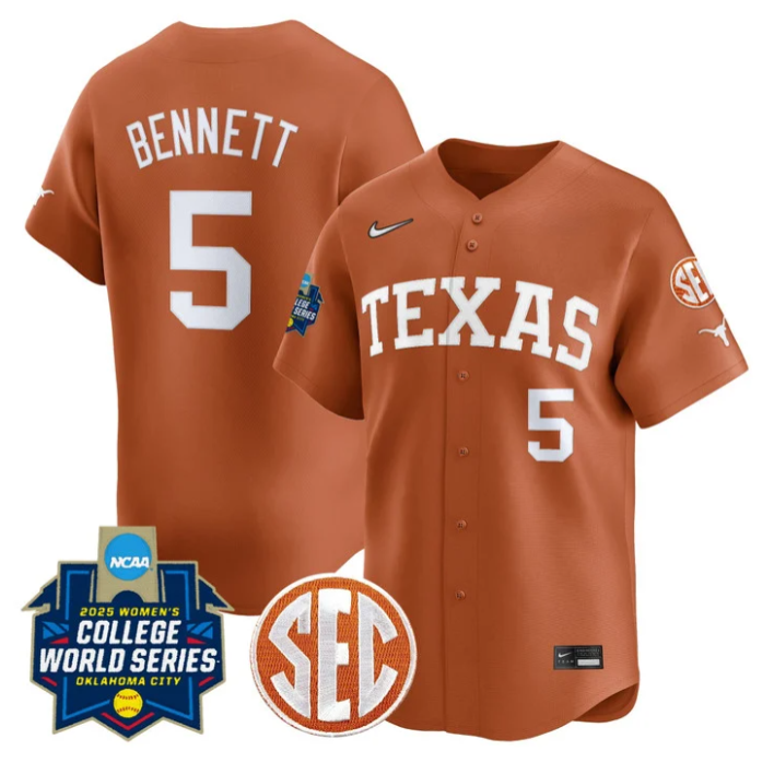 Kaydee Bennett Jersey #5 Texas Longhorns 2025 World Series Stitched Orange