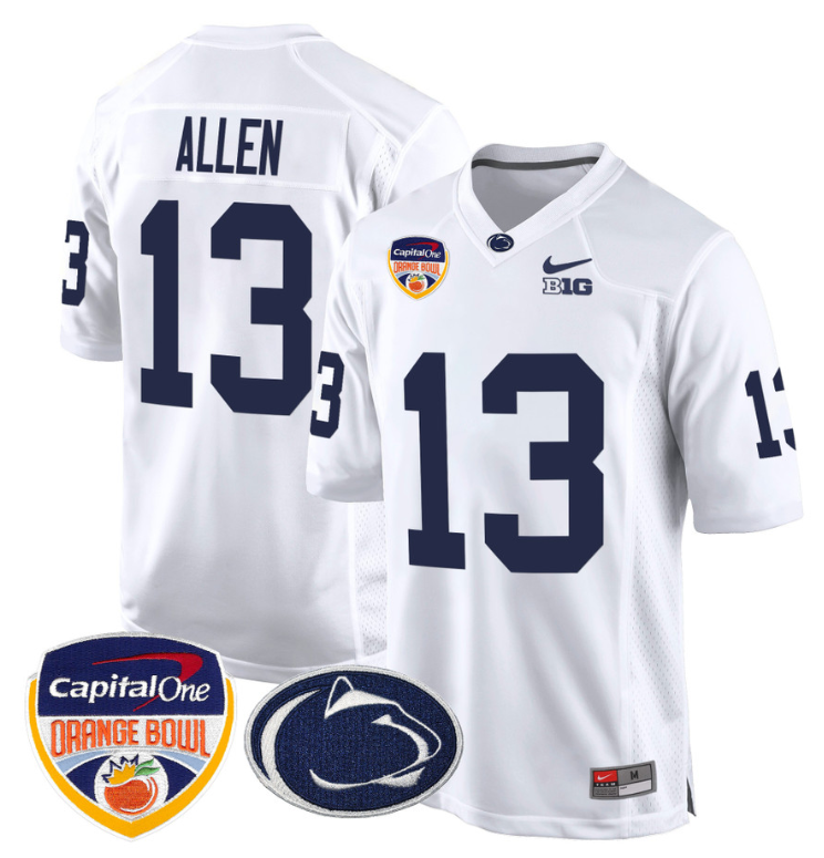 Kaytron Allen Jersey #13 Custom Penn State Orange Bowl Patch White
