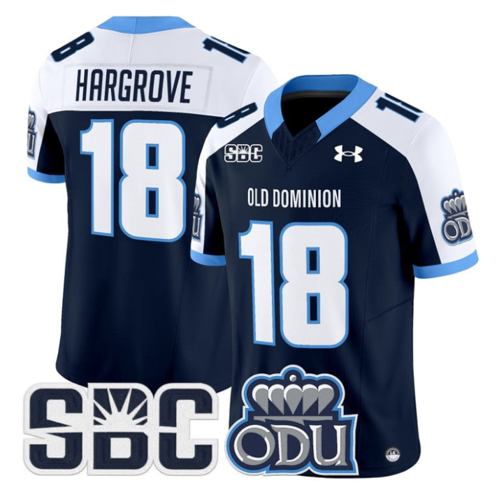 Ke'Travion Hargrove Jersey #18 Old Dominion Monarchs 2025 Stitched Navy Alter
