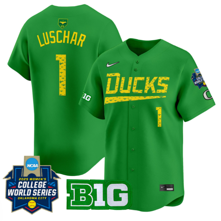 Kedre Luschar Jersey #1 Oregon Ducks Softball 2025 World Series Stitched Green