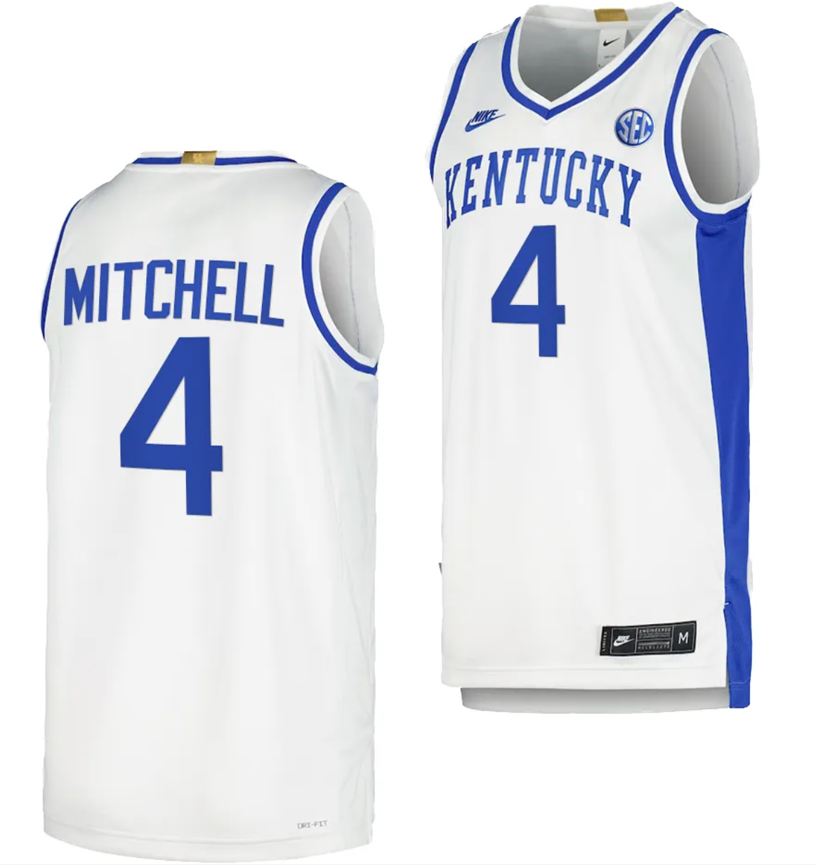 Kentucky Wildcats Tre Mitchell Jersey #4 Limited Retro Basketball White 2023-24