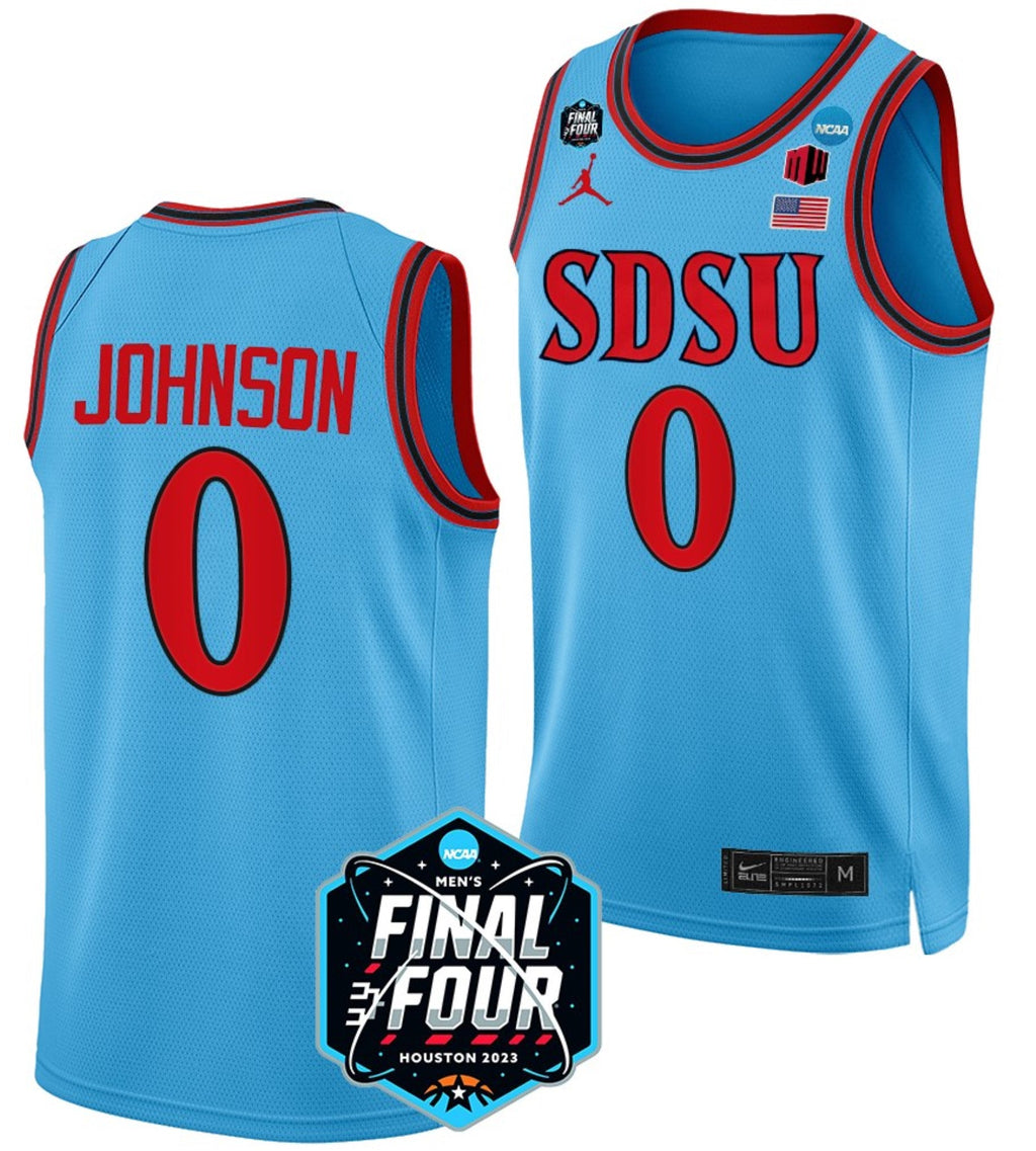 Keshad Johnson Jersey San Diego State Aztecs College Basketball 2023 NCAA Final Four Blue #0