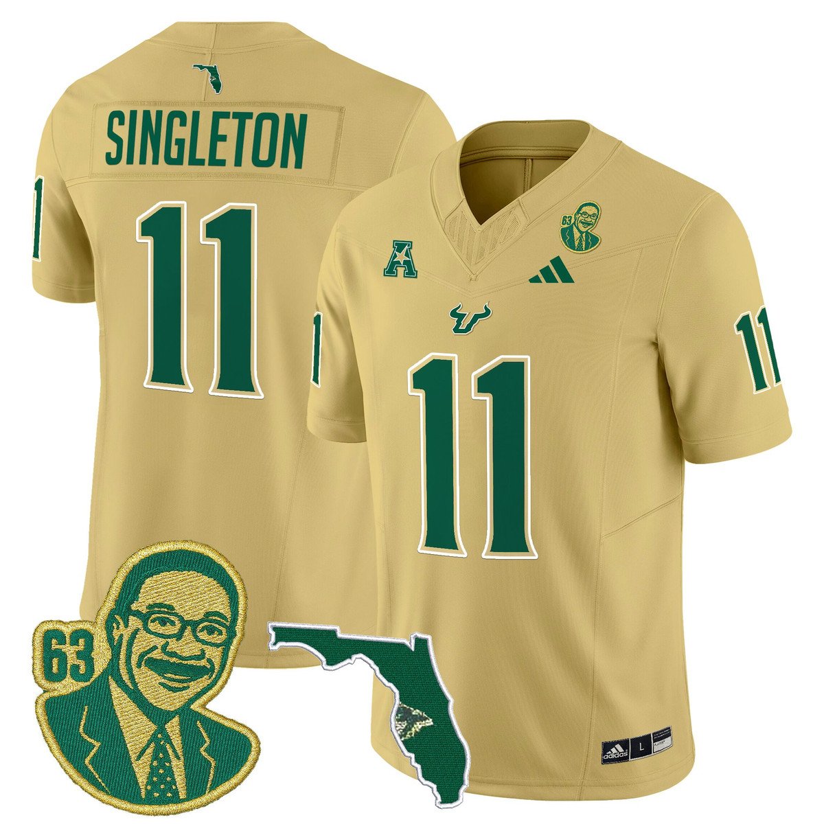 Keshaun Singleton Jersey #11 South Florida Bulls Lee Roy Selmon Legacy Gold