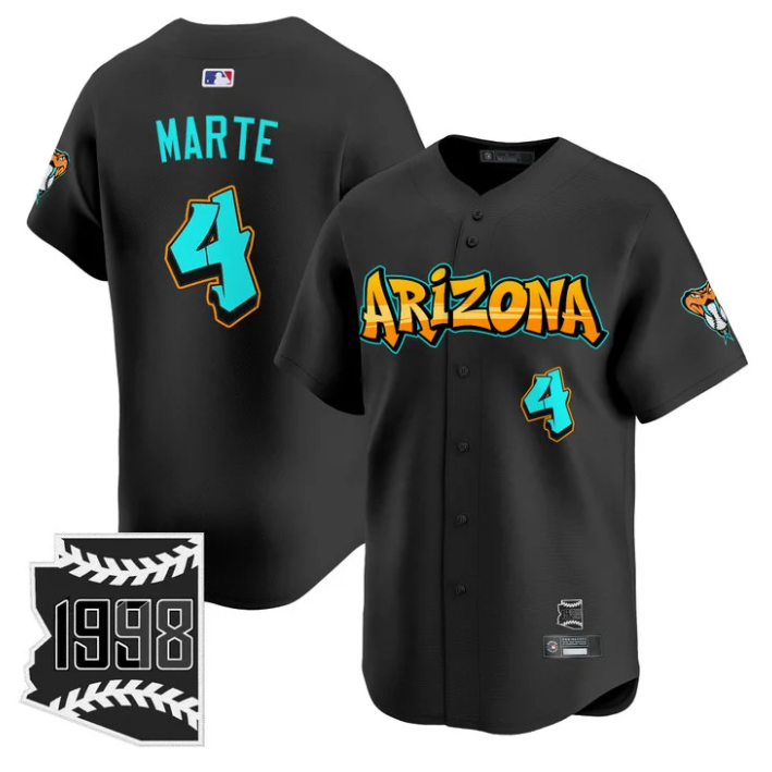 Ketel Marte Jersey #4 Arizona Diamondbacks Graffiti Desert Ink Edition Black