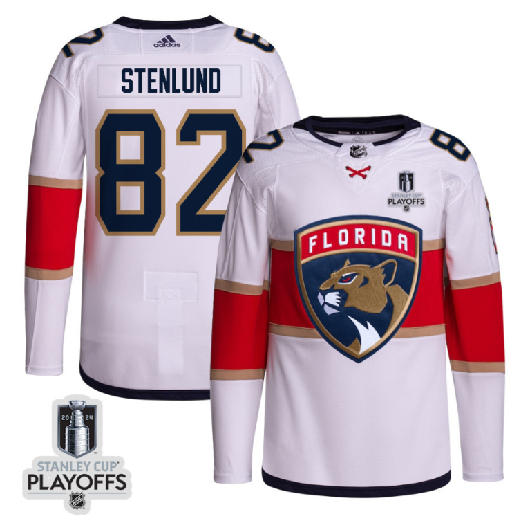 Kevin Stenlund 82 Florida Panthers 2024 NHL Playoffs Patch Away Jersey Customized - Men, White