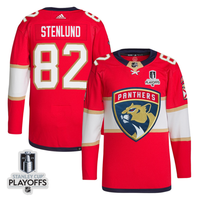 Kevin Stenlund 82 Florida Panthers 2024 NHL Playoffs Patch Home Jersey - Men, Red