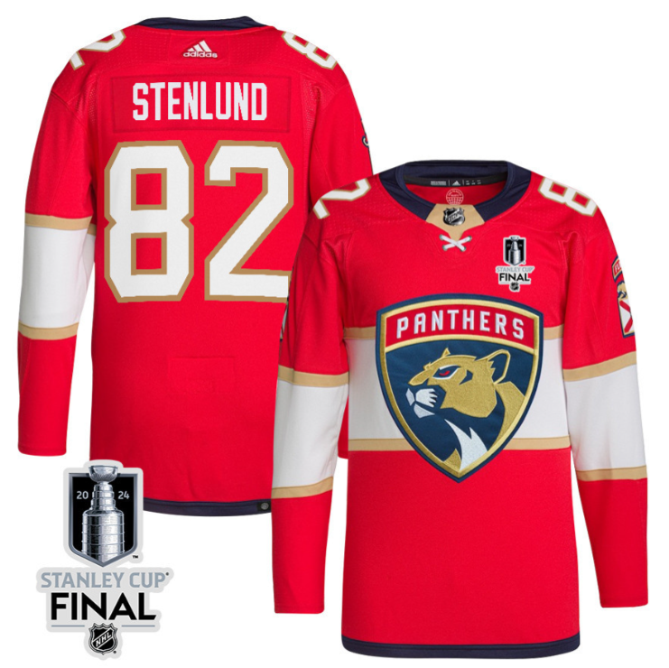 Kevin Stenlund 82 Florida Panthers 2024 STANLEY CUP Final Home Breakaway Jersey Men, Red