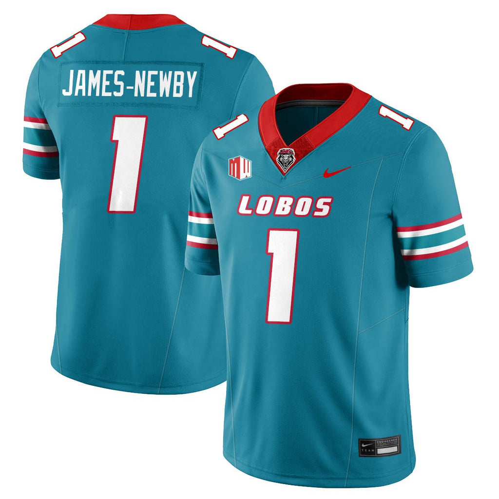 Keyshawn James-Newby Jersey #1 UNM Lobo Football 2025 All Stitched Turquoise