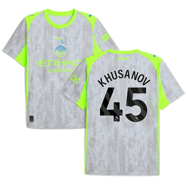 Khusanov 45 Manchester City 2025-26 Third Men Jersey – Gray