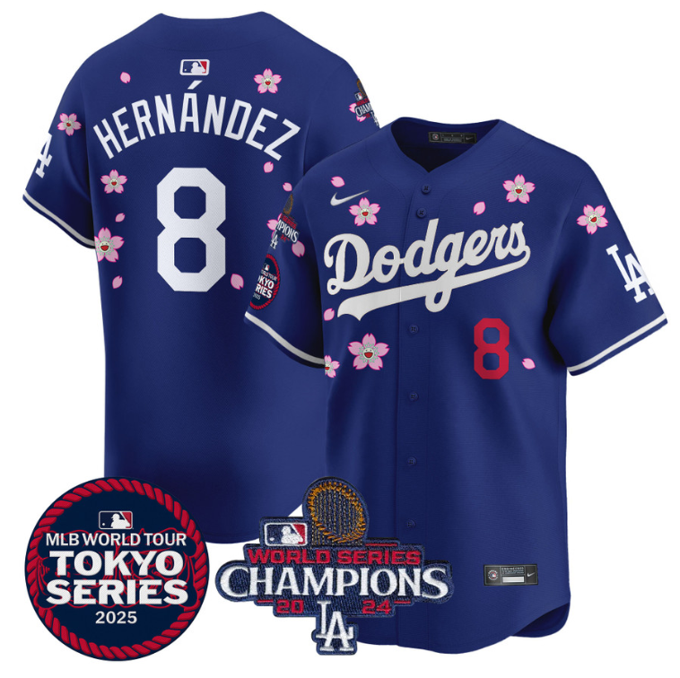 Kike Hernandez Jersey #8 Dodgers Tokyo Series 2025 World Series Champions Patch Royal