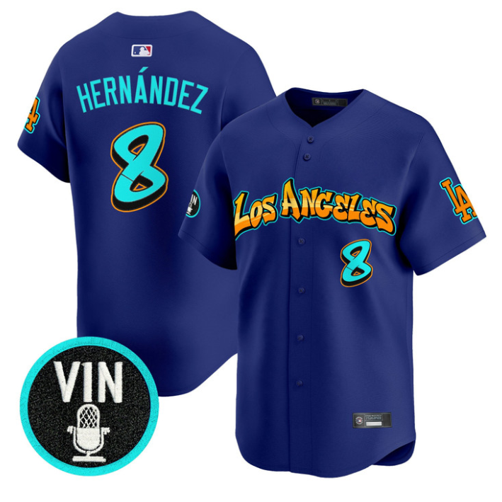 Kike Hernandez Jersey #8 Los Angeles Dodgers Graffiti Street Style Royal