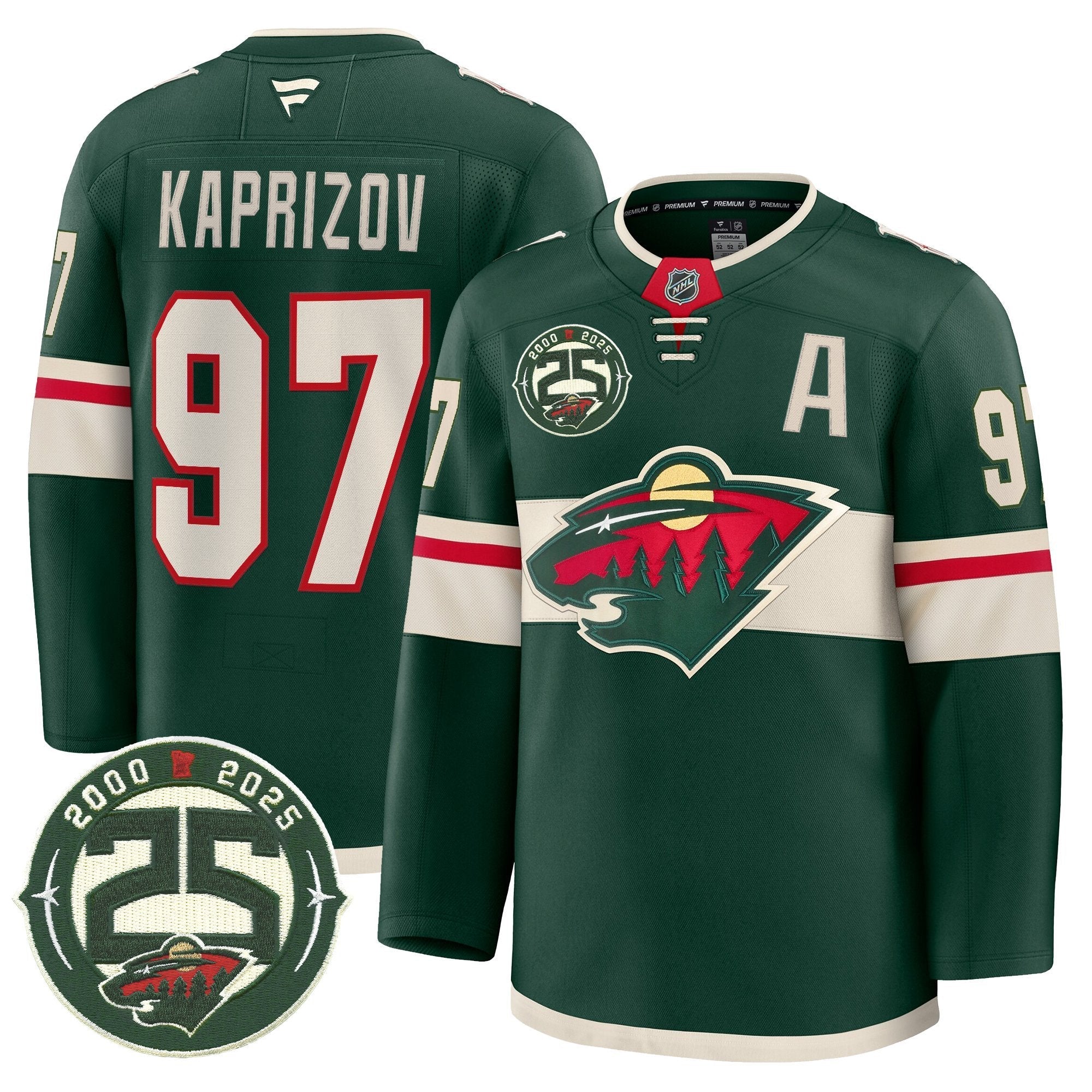 Kirill Kaprizov Jersey #97 Minnesota Wild 25th Anniversary Patch Stitched