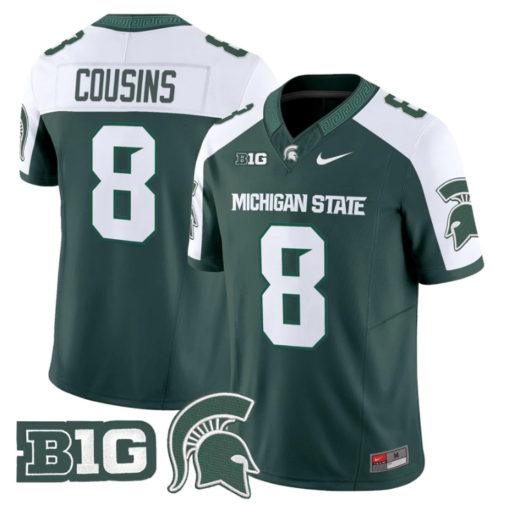 Kirk Cousins Jersey #8 Michigan State Spartans 2025 Vapor Stitched Green Alter