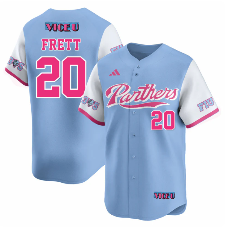 Kishon Frett Jersey #20 FIU Baseball 2025 Vice U Stitched Blue