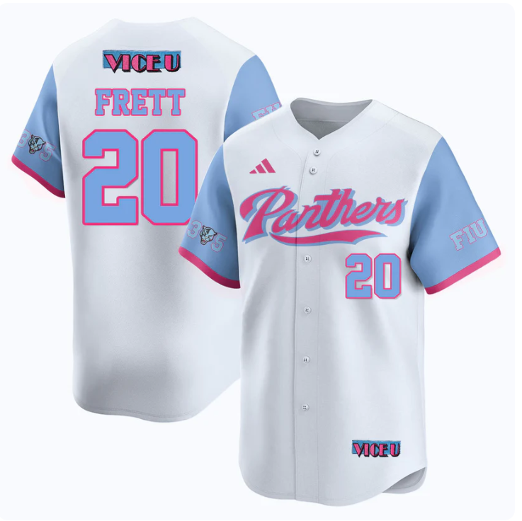 Kishon Frett Jersey #20 FIU Baseball 2025 Vice U Stitched White
