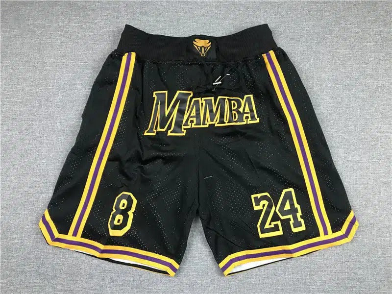 Kobe Bryant 8 24 Los Angeles Lakers MAMBA Black Shorts - Basketball Shorts Store